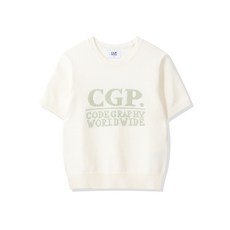 코드그라피 CGP (우먼) 스퀘어 로고 반소매 니트-크림