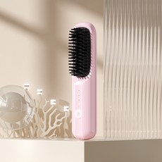 헤어컬 드라이기 스트레이트 홈케어기계 롤 헤어브러시 드라이 헤어왁스 빗 음이온 무선롤 브러쉬 제품 무선, 1.버튼 핑크