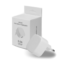 밀레스 5V2A USB 충전기 저전력 저발열 납작형 어댑터, 1개, 화이트