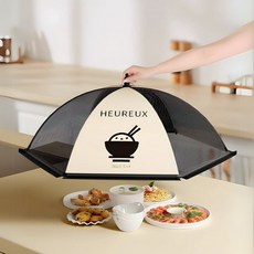 發票 折疊遮菜罩 蓋菜罩 食物罩 保溫罩 緊貼桌面 防蚊蟲 加粗骨架 可壁掛 輕鬆收納 蚊帳 餐桌罩 菜罩, 1個, 可蓋4-6盤菜