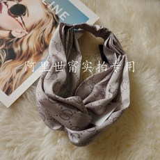 無金屬斜紋綢鍛發飾大花卉拼色字母寬邊發帶速賣通歐美包頭巾, 1個, G發帶-字母灰色