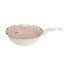 【NEOFLAM】Whitepink系列 電磁底炒鍋附玻璃蓋, 1個, 28cm