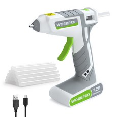 WORKPRO 7.2V 무선 충전하면서 사용할 수 있는 글루건+글루 스틱 20PCs, 1세트