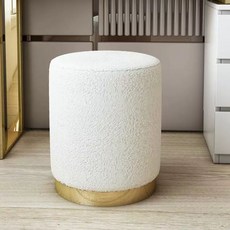 인테리어 화장대 보조 1인용 스툴 라운드 원형 의자 화이트DD경량원형화장대의자, A.화이트램스울DD라이트럭셔리라운드메이크업스툴