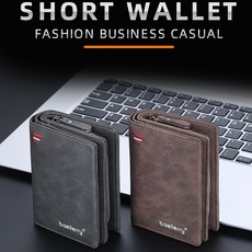 Baellerry 皮革短夾 時尚商務休閒多功能錢包