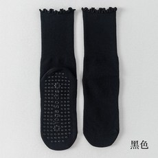 【瑜伽防滑襪】瑜伽襪子女春夏卷邊中筒襪木耳邊防滑健身無骨長襪普拉提防臭棉襪