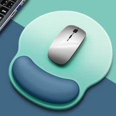 자칠 손목 보호 마우스 패드 그라데이션 컬러 사무용 마우스패드 손목 받침대 실리콘 3D 컴퓨터 키보드 손목 받침대, 1개, 그러데이션(아쿠아블루)