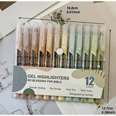 파스텔 고체 형광펜 세트, 12colors