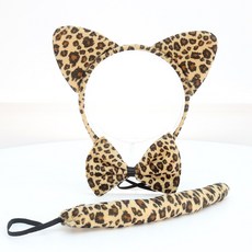 파티짱 동물 머리띠 3종 세트 동물 학예회 장기자랑 파티 소품 운동회, 1개, 치타 3종 머리띠 (머리띠+넥타이+꼬리)