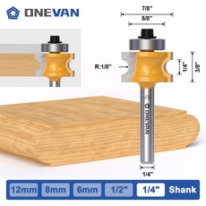 하단 링 카바이드 산업 라우터 엔드밀 비트 라운드 목공공구 텅스텐 커터 세트 목공용 오목 등급 하프 밀링 반경, 6.35xR3.17x22.2, 1개