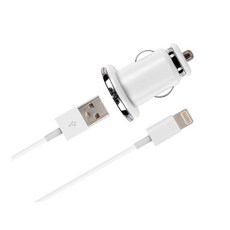 차량용 스마트폰 초고속충전기 미니 화이트 8핀 USB 자동차충전기 시가잭충전기 시거잭케이블 시가잭, 1구, 1개