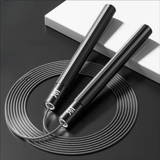 다이어트 중량 줄넘기: 남녀 공용 고속 정밀 강철 베어링 PVC+강선 미끄럼/매듭 방지 로프, 1개, 블랙