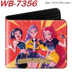 新款K-Pop獵魔女團PU皮革二折短款錢包 時尚短夾 皮夾