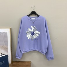 [행복여] 블루밍 플라워 나염 루즈핏 캐쥬얼 기모 맨투맨