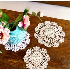 손뜨개 꽃장식 원형 테이블러너 식탁보 핸드메이드 거실장식 감성인테리어 커피테이블 자수, 1개, 상세페이지 참조, 테이블러너골드-20cm