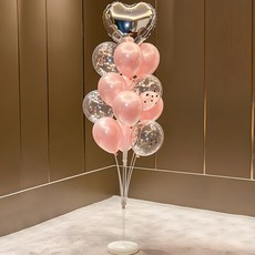스타리움 홈파티 이벤트 스탠드 풍선 장식 풀세트, 실버핑크, 1세트