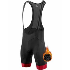 Przewalski 남성용 사이클링 빕 쇼트 보온 4D 패딩 플리스 안감 자전거 반바지 통기성 바이크 타이츠 블랙. S