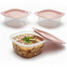 레브홈 국산 전자렌지용 국산 소분 용기 500ml, 3개, 핑크