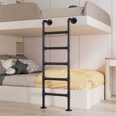 벽 고정 사다리 복층 다락방 안전발판 이층 기숙사, 4단 블랙 (121cm - 150cm)