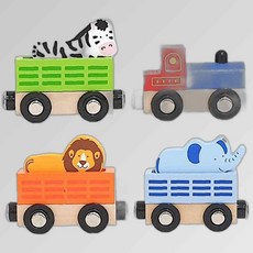 원목장난감 VIGA 자석기차 애니멀 자석기차 4종세트, 본상품