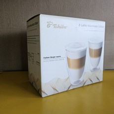 치보 Tchibo 독일제작 이중내열 유리 커피잔세트, 라떼(투명), 4세트
