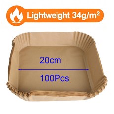 ori 20cm 23cm XXL 대형 정사각형 일회용 에어프라이어 트레이 액세서리용 에어 프라이어 종이, Thin 20cm 100pcs