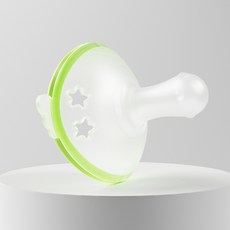 DIU 新品超軟輕安撫奶嘴仿母乳新生嬰兒防脹氣0-3-6個月以上寶寶用品, 1個, 如圖, 天使款-拇指安撫奶嘴-綠色