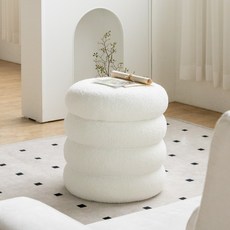 체리브 체리브 포포린 부클레 패브릭 원형 수납가능 화장대의자, 화이트(수납O), 1개