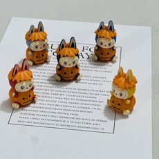 라부부 팝마트 Labubu 할루윈 파티 시리즈 피규어 PVC 소재 귀여운 호박, 라부부 할로윈 파티 5개 세트