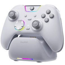 EasySMX X05 Pro 게임패드 컨트롤러 무선 조이스틱 PC게임패드 안드로이드 iOS 닌텐도 스위치 호환, 1개, 화이트(충전 도크 포함)