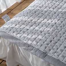 꽃무늬 듀라론 냉감 침대패드, 그레이