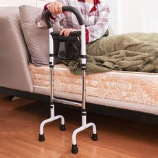 높이조절 노인용 3in1 침대 소파 변기 낙상방지 안전바 손잡이, 수납주머니 포함, 1개