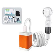 스마트 디지털 디스플레이 휴대용 캠핑 샤워 펌프 충전식 전기, 09 Orange 7800mah, 1개
