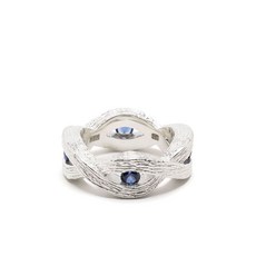 블루번햄 우븐 스템 실버 사파이어 링