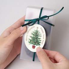 크리스마스트리 타원형 스티커, 60매