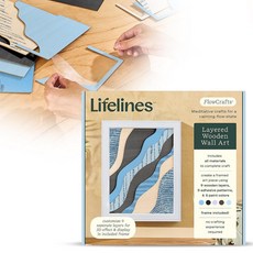 Lifelines FlowCrafts 코드 랩 화분 - 다양한 색상의 코드가 있는 독특한 화분 2개 가죽 악센트 인조 식물 줄기 및 장식용 돌 만들기 - 청소년 및 성인용, 레이어드 나무 벽 아트