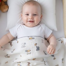 유아 이불 신생아 아기 순면 여름 신생아 이중 거즈 블랭킷, 별달동물