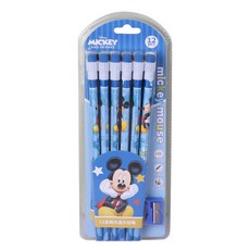 迪士尼 米奇 12入 HB 六角形鉛筆 2.5mm粗筆芯 附削筆器, 1個, 米奇-HB-12入