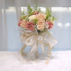 精選好物 新娘手捧花結婚領證登記拍照道具仿真香皂花婚紗照捧花韓係小把束, 105香皂花手捧花 豆沙, 1個