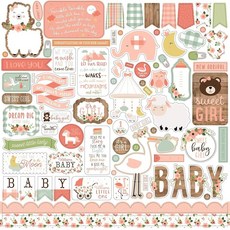 Echo Park Paper Company Baby Girl Element 스티커 용지 30.5 x 30.5cm(12 12, Echo Park Paper Company Baby G