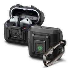Spigen Galaxy Buds 3/3 Pro Lock Fit 防摔保護殼 附金屬扣環 防震防刮, 黑色, 1個