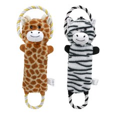 강아지 삑삑이 바스락 터그 놀이 장난감 인형 2종 세트, 1세트, 기린+얼룩말
