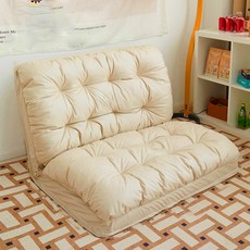 SeekFun 생활방수 패브릭 각도조절 등받이 좌식의자 접이식 소파베드 90cm 킹-사이즈, 화이트