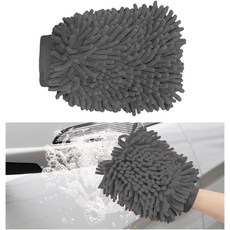 가스세인 세차 장갑 이지 폼 워시 청소 흡수성 도구 장갑 자동차 장갑 극세사 액세서리(빨간색) 범용 차량용 플러프 양면 닦기 샤닐 청소, Gray