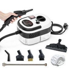 2500W 고온 및 압력 휴대용 스팀 청소기 에어컨 주방 후드 자동차 스팀 청소 기계 바닥 청소, White, 110V, 1개