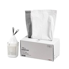 Good Lab 免撕抽取盒裝垃圾袋 廚房手提垃圾袋 家用垃圾袋 抽繩塑膠袋 辦公室垃圾袋 提繩束口垃圾袋, 100個, 白色 免撕盒裝垃圾袋（W0727）, 2L