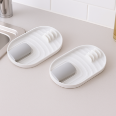 하스몰 살림꾼 주방도구 간편 조리도구 받침대 냄비뚜껑 거치대 2개, 1세트, 화이트