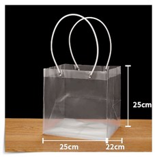PVC 쇼핑백 흰색 25x22x25cm 긴손잡이 사각 선물용 가방, 1봉