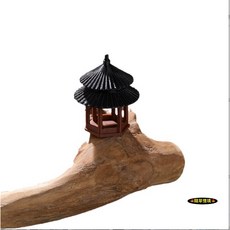 隨草憶境 （5款3d列印）中式涼亭模型，庭院書房古建築中國風盆景微景觀假山魚缸造景, 1個, 雙層圓頂（頂頭無金色，高3.5cm）