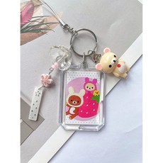 가방 키링 리락쿠마 이지 귀여운 인형 선물 행운 버클 베어 타이야키 펜던트 폰줄 체인 커플 핸드폰 클로버 네잎, 9